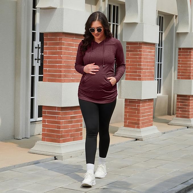 GINKANA Maternity Hoodie Long Sleeves Shirts Casual Maternity Top Pregnancy Sweatshirt Casual Clothes