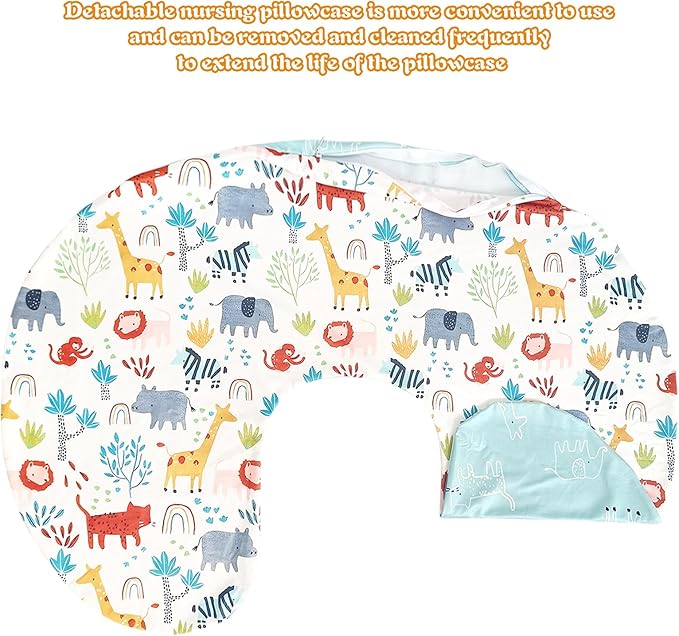 Winmany Baby Nursing Pillow Cover Newborn Removable Breastfeeding Pillowcover Cute Pattern Girls Boys Nursing Pillowcase for Breast and Bottole Feeding