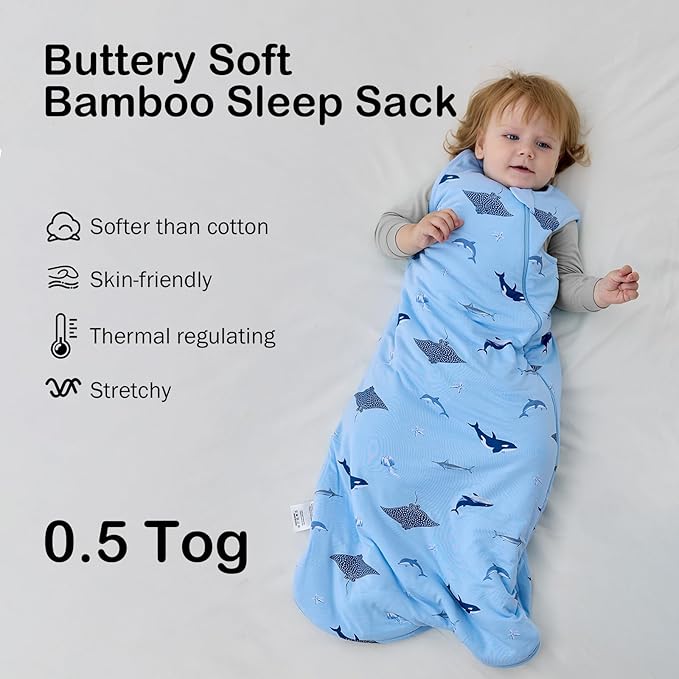 BubblePanda Rayon Made from Bamboo Sleep Sack 2t-3t 0.5 Tog Soft Lightweight Toddler Sleep Sack 24-36 Months for Babies 2-Way Zipper Wearable Blanket Baby 3t
