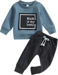 Toddler Baby Boy Clothes Solid Color Long Sleeve Crewneck Sweatshirt Top Casual Pants Set 2Pcs Fall Winter Outfits