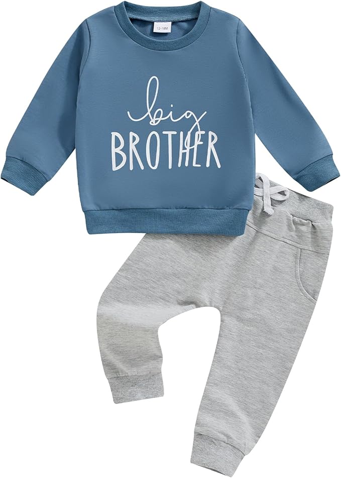 Toddler Baby Boy Fall Winter Outfit Long Sleeve Letter Print Sweatshirts and Jogger Pants Infant Boy Clothes