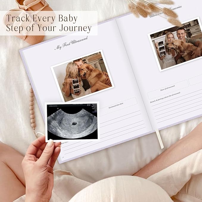 Lanpn My Pregnancy Journal Memory Book for First Time Mom, 156 Page Pregnant Announcement Must Have Planner Scrapbook, Pregnancy Tracking Diary Mom to Be Keepsake Gift for Expecting New Parent Purple