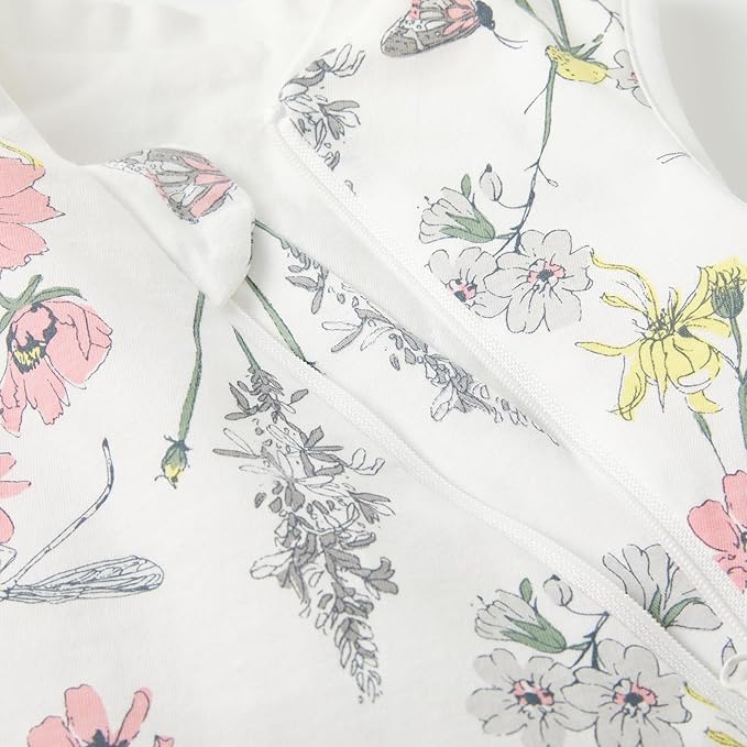 Duomiaomiao 1.5 TOG Toddler Sleep Sack 12-24 Months 101% Cotton Four Season Side Open Zipper Baby Sleep Sack with Feet, Breathable Toddler Wearable Blanket