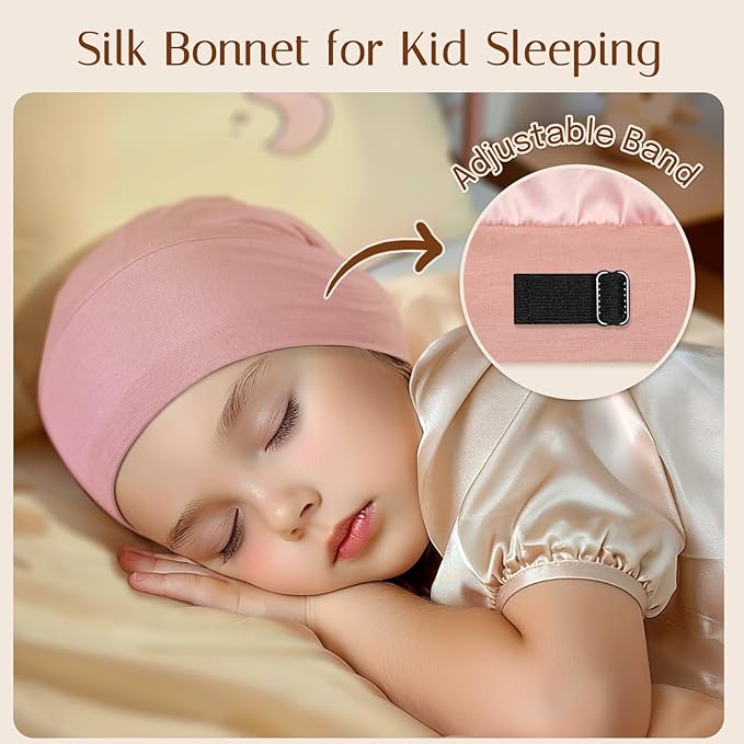 OLESILK Silk Toddler Bonnet 6-36 Months: 100% Mulberry Silk & Modal, Anti-Frizz for Curly Hair, Adjustable Fit Growing Baby