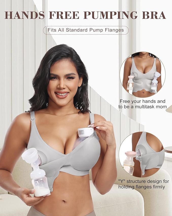 As Fairy Wireless Seamless Pumping Bra Hands Free Nursing Bra Wirefree Comfort Wearable Breast Pump Brass