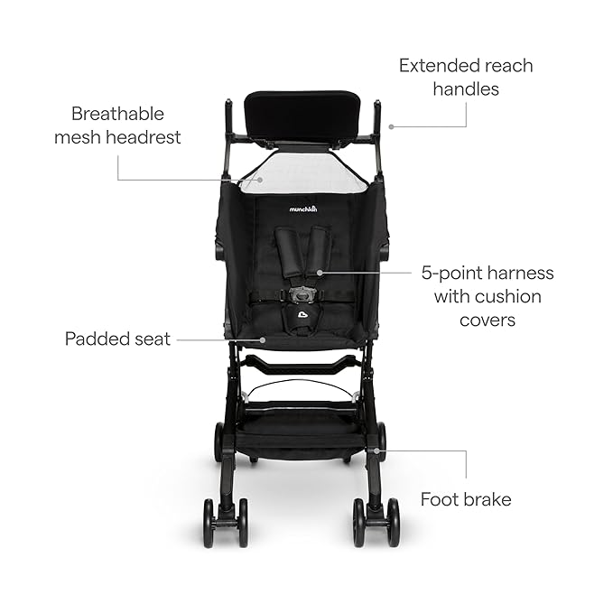 Munchkin Sparrow Travel Baby Stroller, Ultra Compact and Lightweight, for Babies and Toddlers, Black