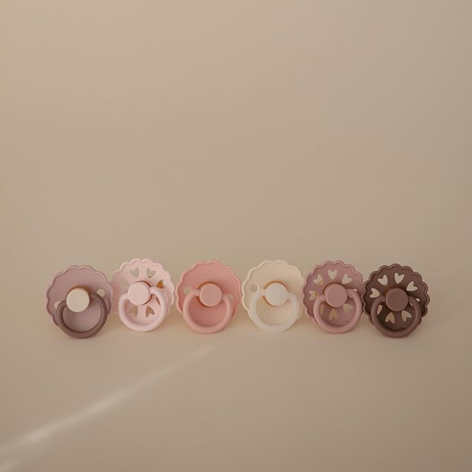 FRIGG SilkySoft Silicone Baby Pacifier 6-Pack Blooming Love | Made in Denmark | BPA-Free (0-6 Months)