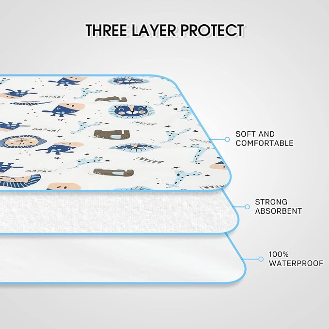 Baby Diaper Changing Pad, 21 5/8" x 31.5" Waterproof Changing Pad Liners - Reusable Soft and Absorbent Portable Changing Mat(Giraffe1PCS)