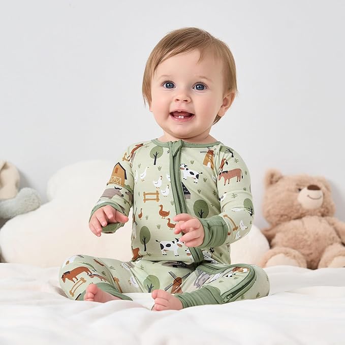 pureborn Baby Infant Boys Girls Sleeper Snug Fit Viscose from Bamboo Pajamas 0-24 Months