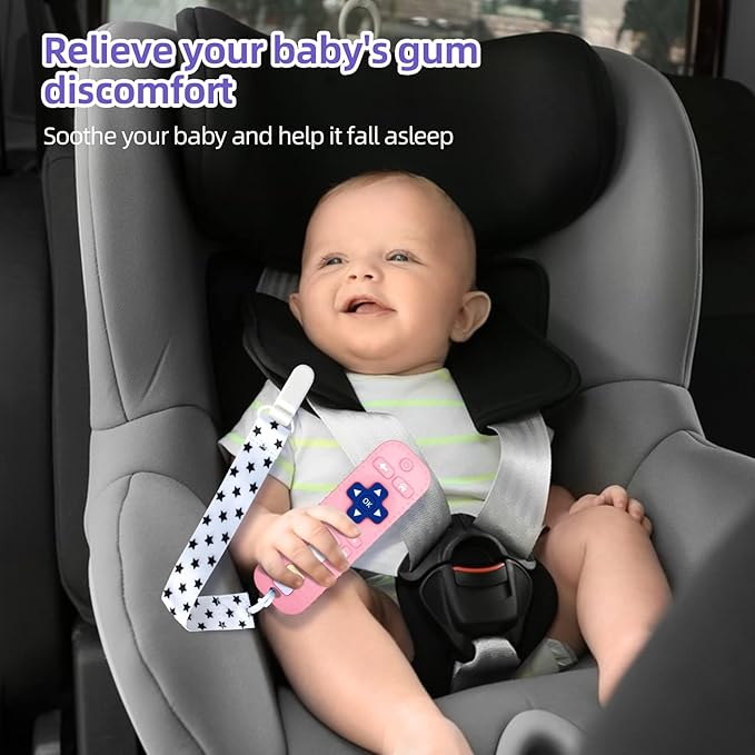 Chuya Baby Teether TV Remote Control Shape Teething Toys for Babies 3 6 9 12 18 24 Months for Infants Teething Relief Black+Pink