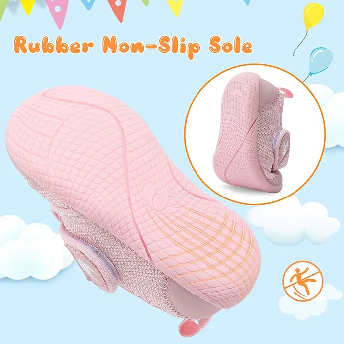 FEETCITY Baby First Walking Shoes Boys Girls Infant Sneakers Crib Shoes Breathable Lightweight Slip On Shoes