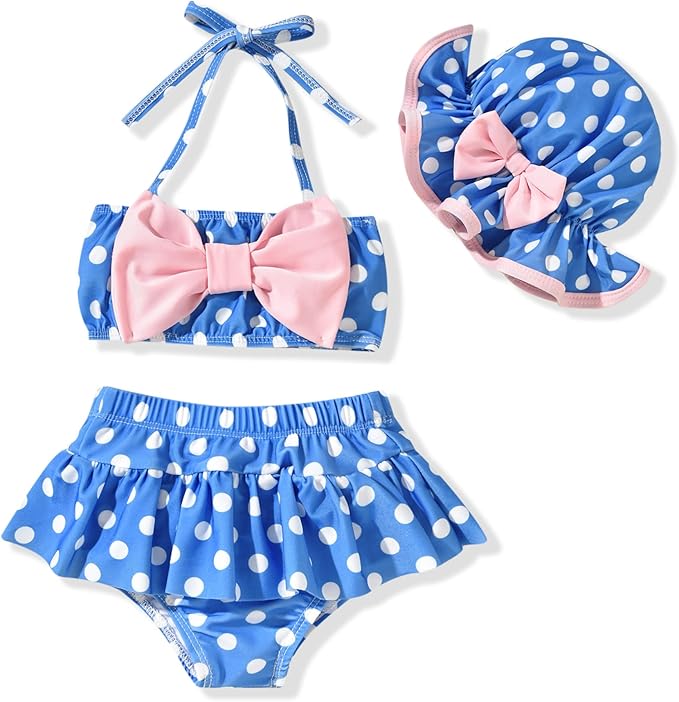 Aalizzwell Baby Girl 2-Piece Bikini Swimsuit with Hat