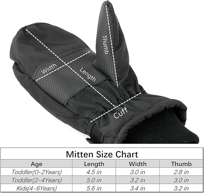 F Flammi Toddler Kids Snow Mittens with String Waterproof Ski Mittens Thinsulate Winter Gloves for Baby Girls Boys