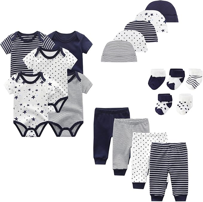 Unisex Baby Boy Girl Layette Sets Bodysuits Pants And Accessories 19 Packs Comfort Infant Outfit New Born Essentials