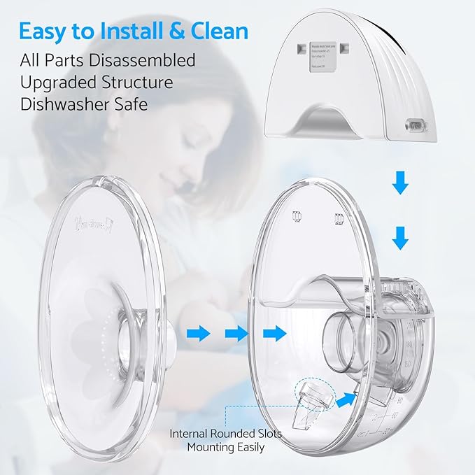 Hands Free Breast Pump - Wearable Breastpump with 4 Mode & 12 Levels, Portable Electric Breast Pump, Strong Suction, Low Noise, 24/21/19mm Flange (1 Pack)