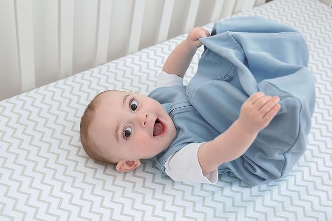 Ely's & Co. 100% Cotton Wearable Blanket Baby Sleep Bag Solid Dusty Blue and Dusty Blue Stars 2 Pack (Baby Boy, Girl 0-3 Months)