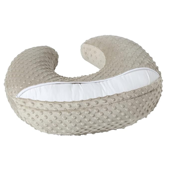 Baby Nursing Pillow and Body Positioner with Premium Slipcover for Breastfeeding for Baby Boys and Girls, Feeding Pillow with Breathable Comfortable Pillowcase (Tidal Foam)