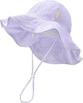 HONGTEYA Baby Sun Hat Toddler Girl Beach Hat Adjustable Outdoor Summer Hat UPF 50+ Sun Protection Wide Brim Infant Kids