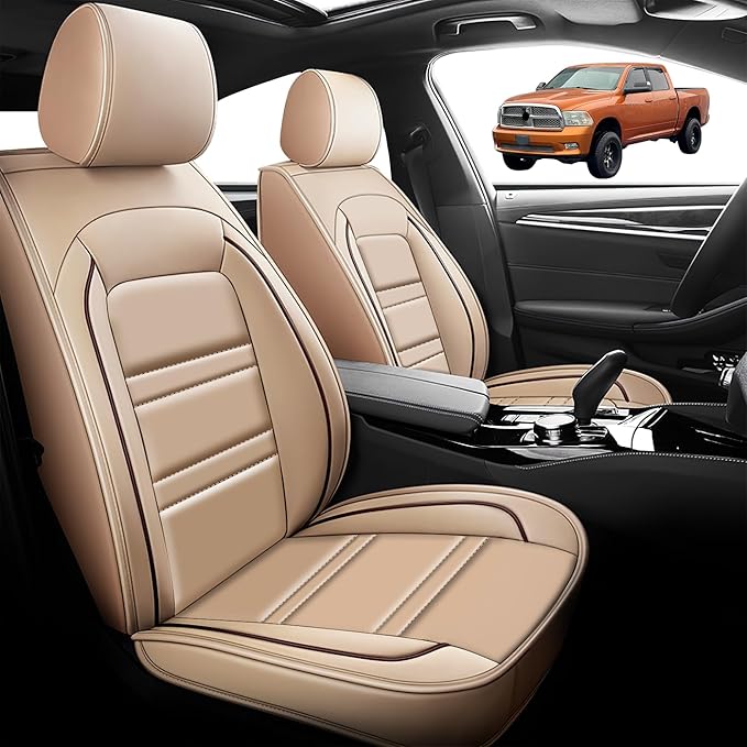 Seat Cover for Dodge ram 2004-2011 | Car Seat Covers Front Seats, Waterproof Seat Protectors, Automotive Front Seat Covers (Front Seat, Beige)