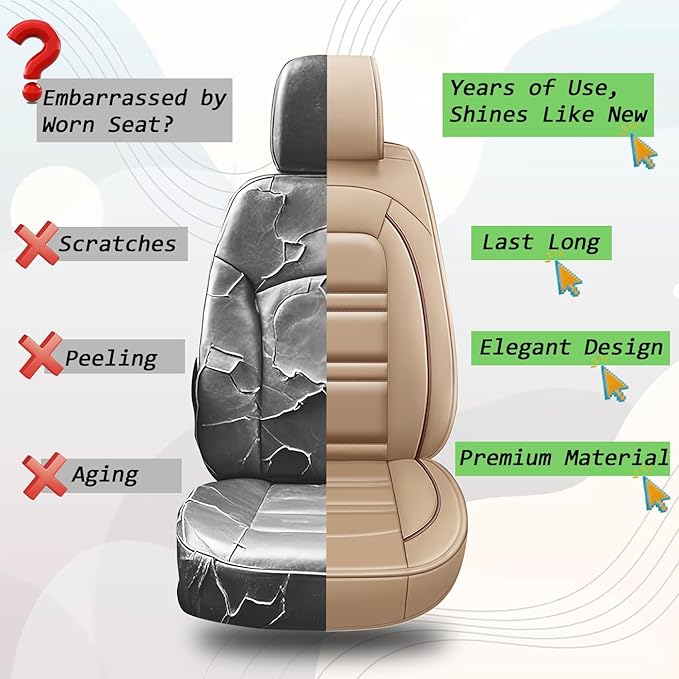 Seat Cover for Audi q7 2017-2025 | Car Seat Covers Front Seats, Waterproof Seat Protectors, Automotive Front Seat Covers (Front Seat, Beige)
