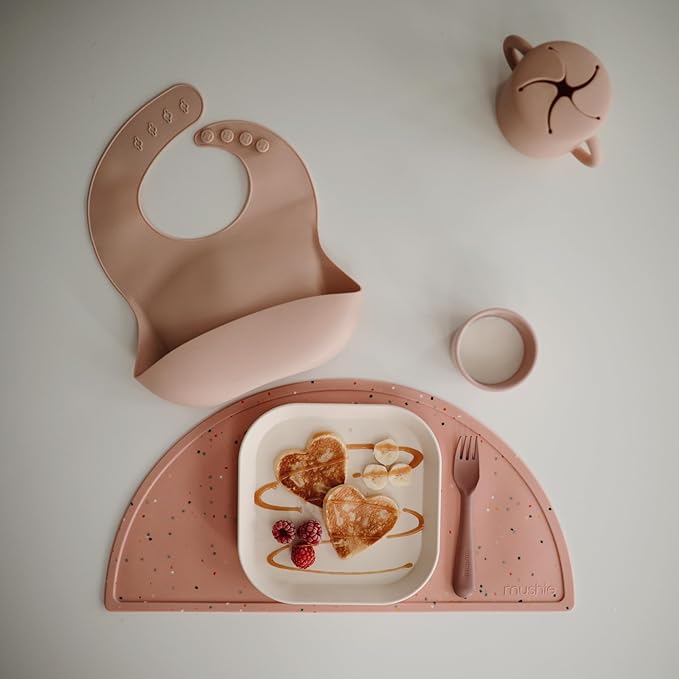 mushie Square Dinnerware Plates for Kids | Made in Denmark, Set of 2 (Ivory)
