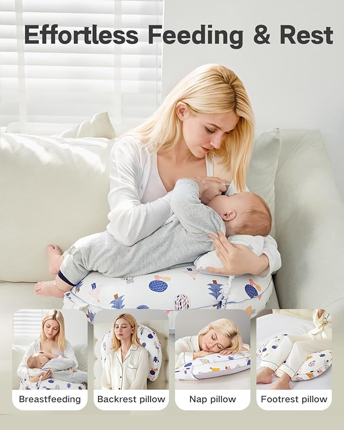 Nursing Pillow for Breastfeeding & Bottle Feeding –Breastfeeding Pillow with Adjustable Waist Strap, Feeding Pillow for Tummy Time,Removable Cotton Cover for Mom & Baby Comfort (Polka)