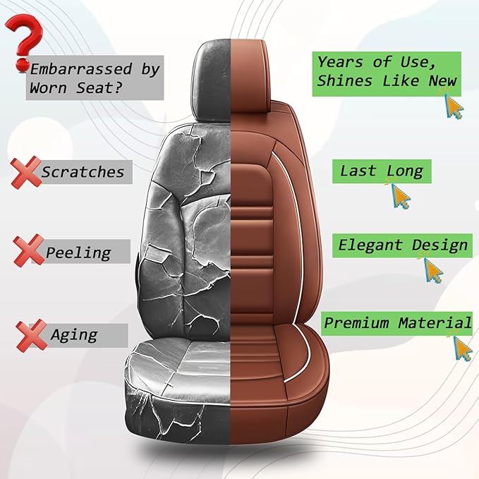 Seat Cover for Hyundai Car Santa fe 2001-2025 | Car Seat Covers Front Seats, Waterproof Seat Protectors, Automotive Front Seat Covers (Front Seat, Coffee)