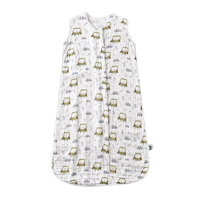 TADO MUSLIN Toddler Sleep Sack 2-4T, 0.5 TOG Lightweight Wearable Blanket, 100% Organic Cotton Muslin, Sleeveless, 2-Way YKK Zipper, OEKO-TEX Certified, Owl