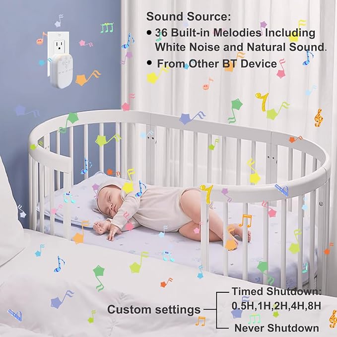 White Noise Sound Machine, Wireless Sound Machine with 36 Relaxing Sounds Including Nature Sounds and White Noise, Small Speaker for Home, Office, Hotel,Toilet, Travel. (White, Speaker and controller)