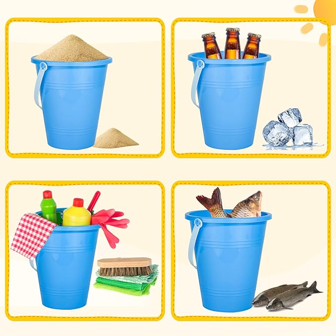 Holady 8 Inch Large Sand Beach Buckets Pail,Sand Bucket Water Bucket for Beach Fun Great Summer Party Accessory