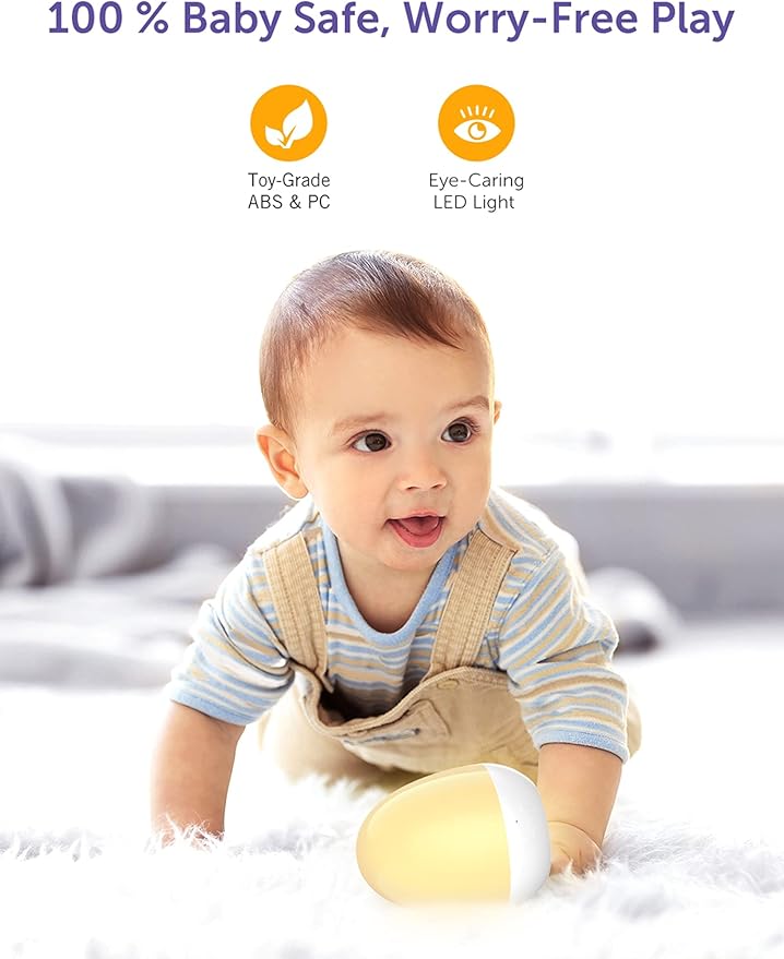 Baby Night Light for Kid, Portable Egg Nightlight with Stable Charging Pad, Touch Nursery Night Lamp for Breastfeeding, Toddler Night Light for Bedroom, Timer Setting, ABS+PC, White-2