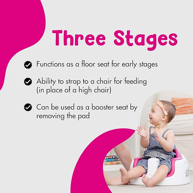 Bumbo 2 Pack 3-in-1 Multi-Seat for 6 to 36 Months, Travel Baby Feeding and Play Floor Seat, All-in-One Portable Booster with Tray & Toddler High Chair, Cradle Pink