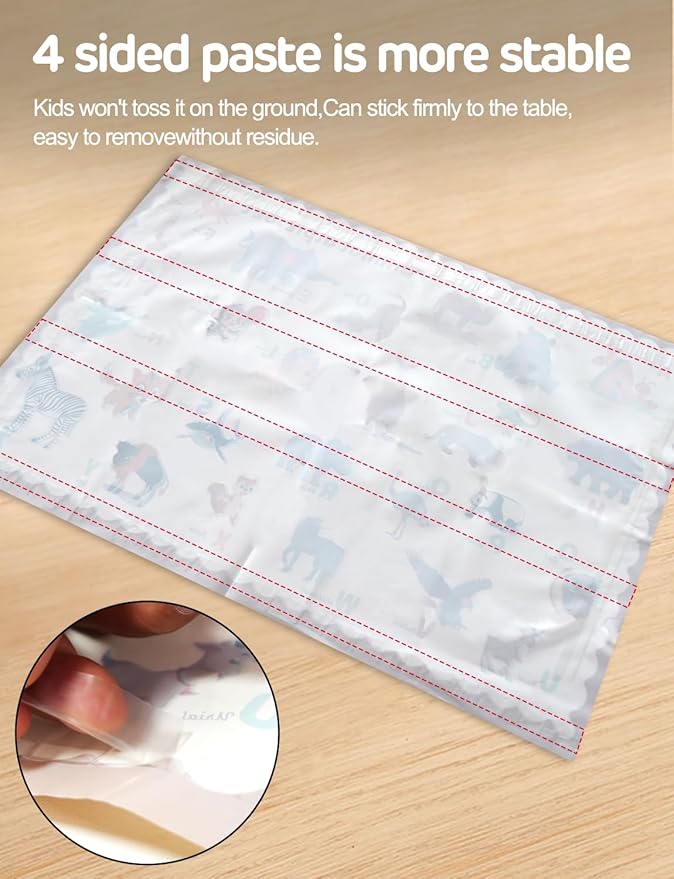 45 Pack Sticky Disposable Placemats for Baby & Toddlers,Toddler Placemat 12"x18" Kids Table Mat for Party, Picnic Table, Restaurants Dining Table Travel Essentials for Toddlers with 3 Designs
