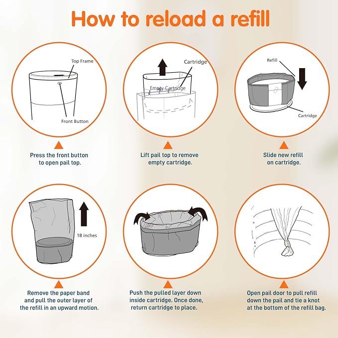 8 Pack Refills Compatible with DEKOR CLASSIC Diaper Pails | 20% Extra Length Diaper Pail Refill Bags Liners Holds 4752 Diapers | Ultimate Odor Control with Baby Scented