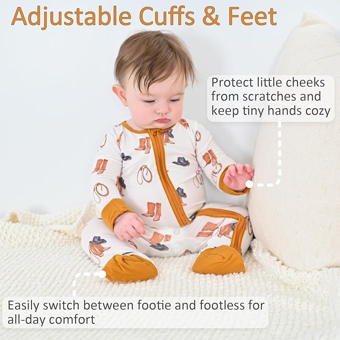 LollyBanks Baby Pajamas, 2-Way Zipper Romper, 95% Viscose Made from Bamboo and 5% Spandex, Baby Sleepers