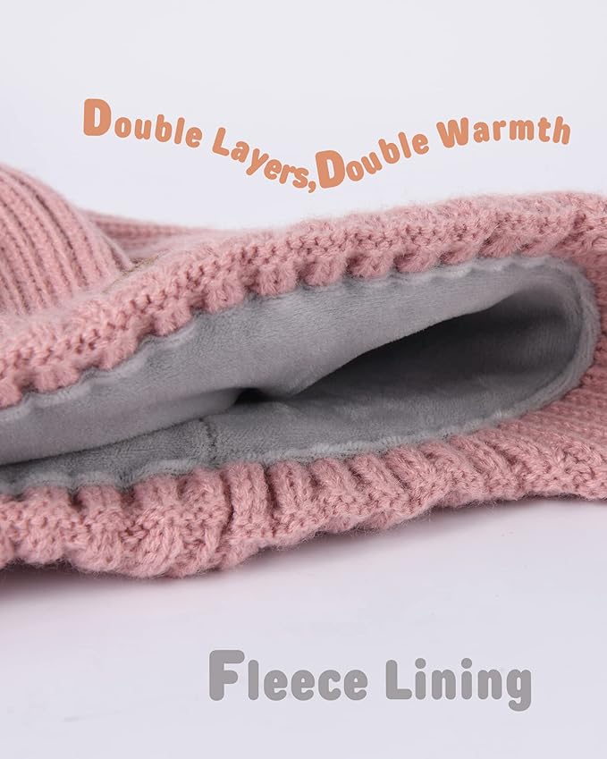 Baby Beanie Fleece Lined Toddler Winter Hat with Ear Flaps Little Girls Boys Warm Hats Cute Beanies for Kids
