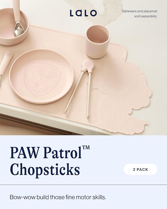 Lalo PAW Patrol Chopsticks For Kids - Set of 2 Training Chopsticks Made of Silicone and Eco-Friendly Wheat Straw PP - Ages: 2 Years And Up - Easy to Clean & Dishwasher Safe - Skye