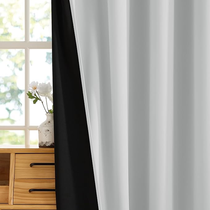 RYB HOME 100% Blackout Doorway Curtains, Closet Curtain for Open Closet, Privacy Room Divider Drape for Bedroom/Temporary Door, 1 Panel, W42 x L80, White