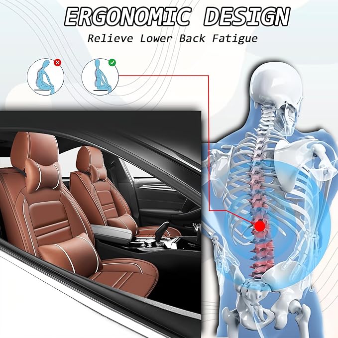 Car Seat Covers for Nissan Car Versa 2007-2025 | 5-Seats Seat Covers, Waterproof Seat Protectors, Automotive Seat Covers (Full Set with Pillow,Coffee)