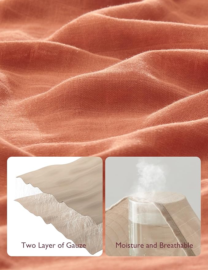 Momcozy Muslin Swaddle Blankets, Ultra Soft Neutral Swaddle Blanket, Breathable Large 47'' x 47'' Baby Infant Newborn Boys Girls Swaddling Receiving Blanket Wraps, Retro Red Brown
