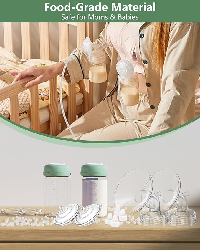 Breast Pump Parts Compatible with Spectra S1/S2/9 Plus/Synergy Gold, Full Set Replacement Parts for Spectra Include 32mm Flange, Duckbill Valve, Backflow Protector, Tubing, Bottle, Not Original Parts