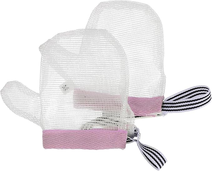 ERINGOGO 1 Pair Thumb Sucking Deterrent for Kids - Anti-Thumb Sucking Gloves for Nail Biting Prevention - Anti-Eating Teething Mitten Size M (Pink)