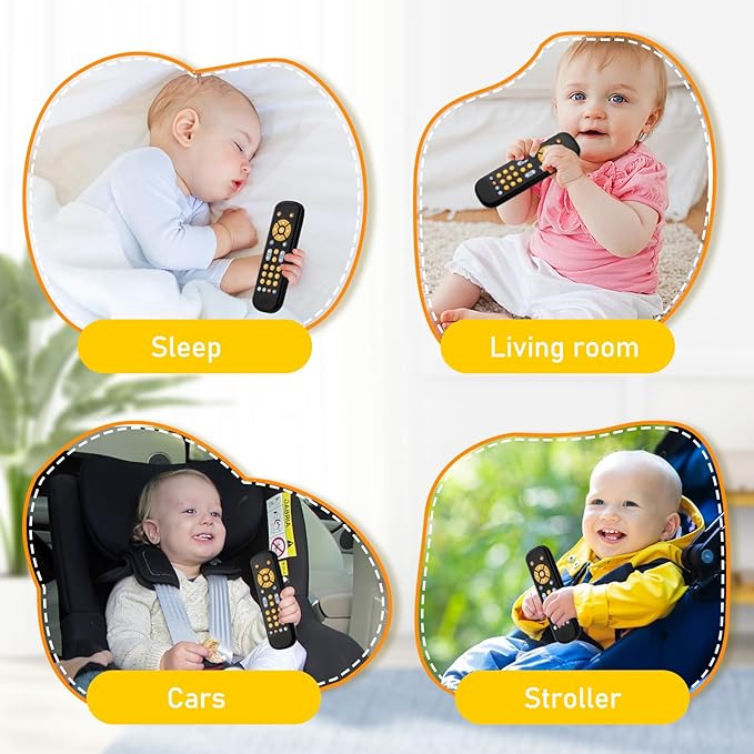 Avkast Baby TV Remote Control Toy 6 Month+, Toddler Realistic Remote Toy with Sound and Light, Early Educational Music Toys with 3 Languages English French Spanish for Infant Boys Girls 6 12 18 months