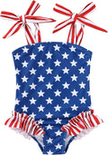 Happy Town Toddler Swimsuit Girl Solid Color Stripe One-Piece Baby Bathing Suits