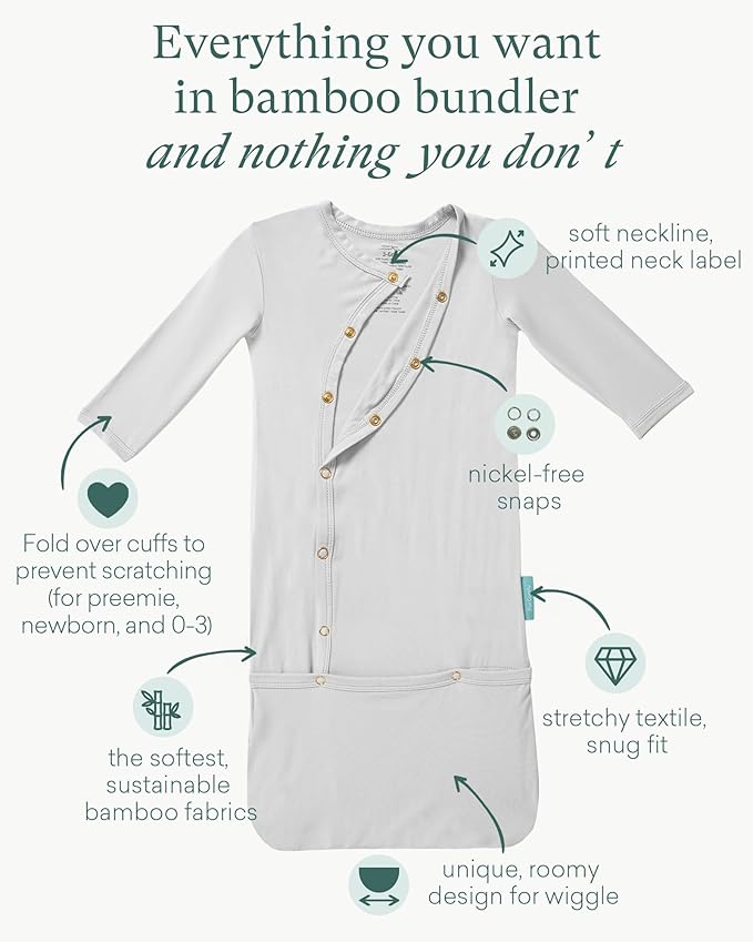 PurComfy Supersoft Baby Sleeper Gowns, Premium Bamboo Viscose Infant Nightgown Sleepers Preemie Newborn Snap Bundler