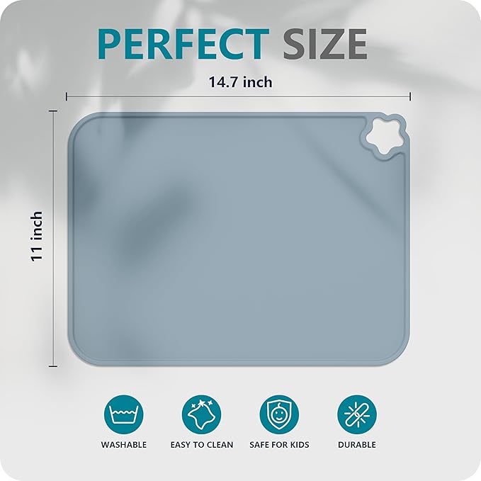 Cutebe Silicone Placemat for Toddles Kids Non-Slip Reusable Portable Kids Placemats for Dinning Table Heat Resistant Placemats, Baby Placemat Stain Resistant Silicone Mat for Dining Table 3 Pack