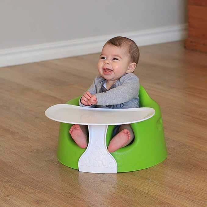 Bumbo Baby Floor Seat, Portable Infant Sit Up Activity & Eating Chair with Tray Accessory, Hemlock - Feeding and Sitting Lounger for Babies and Infants Ages 3 to 12 Months