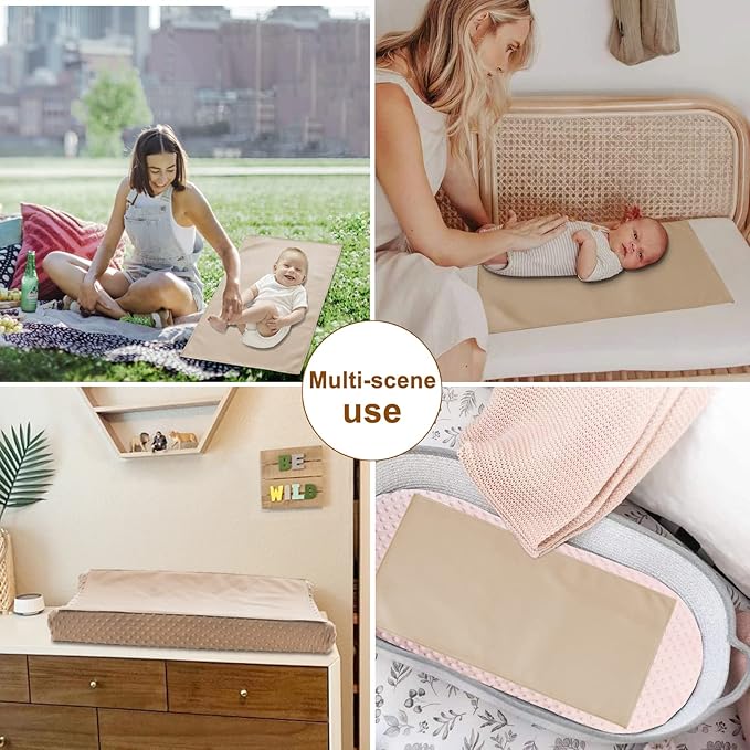 Owlowla Baby Diaper Changing Pad Portable Changing Mat Travel Changing Pad Liner for Baby and Small Toddler(Beige&Herringbone)