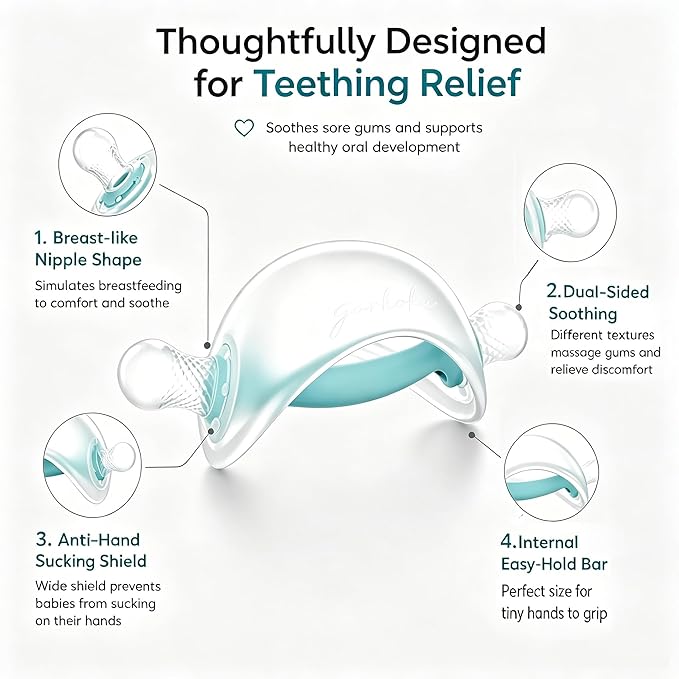 Garkoko Baby Teething Toys, No-Drop Silicone Baby Teether Toy for Babies 3-6 Months & 6-18 Months, BPA-Free Infant Teether for Teething Relief