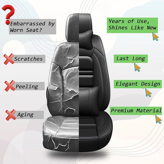 Car Seat Covers for Scion xb 2004-2015 | 5-Seats Seat Covers, Waterproof Seat Protectors, Automotive Seat Covers (Full Set with Pillow,Black)